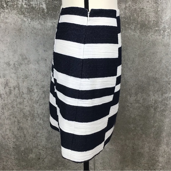 Loft Womens Tweed Skirt Size 6 Woven Knit Knee Length Midi Straight Stripes Twee - Picture 3 of 13
